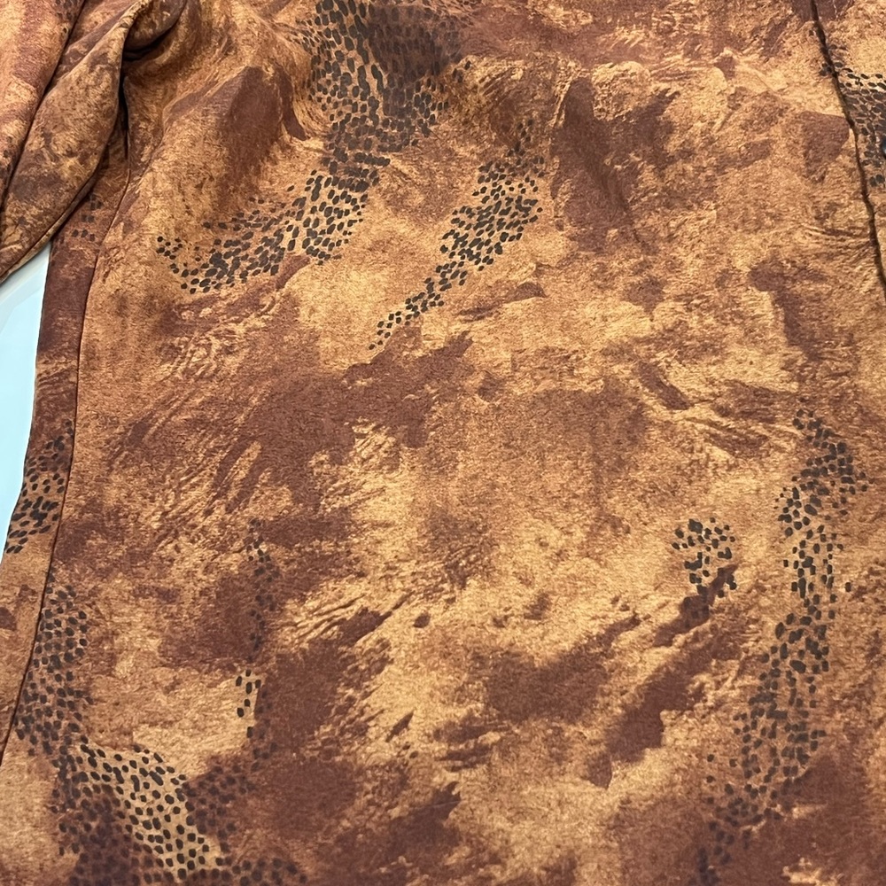 White Stag Brown Animal Cheetah Leopard Print Button Up Shirt Women Medium - Picture 3 of 16